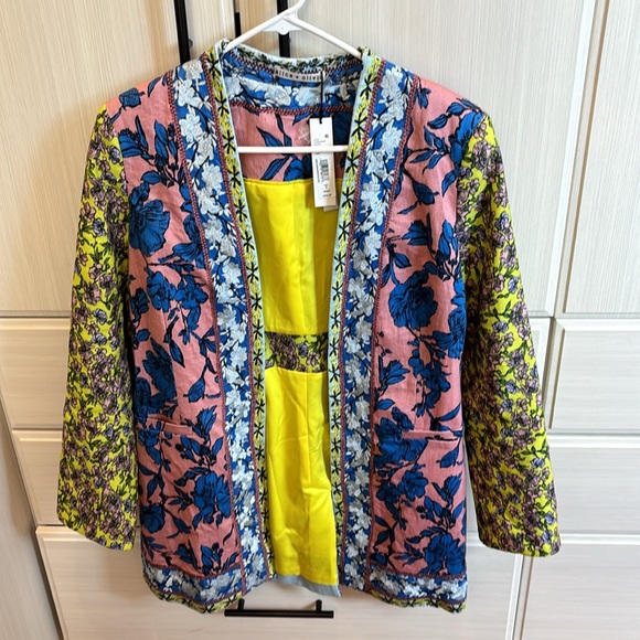 NWT Alice + Olivia Simpson Floral Embroidered Linen Long Blazer Jacket 8 - Picture 11 of 11
